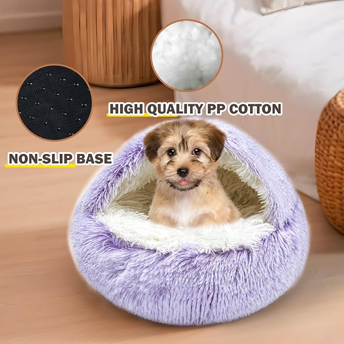 Cat Bed for Indoor Cats, Calming Cozy Cave - Image 3