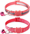 Red Breakaway Cat Collar with Bells, Reflective Kitten Collar with Bells by YOUALSO