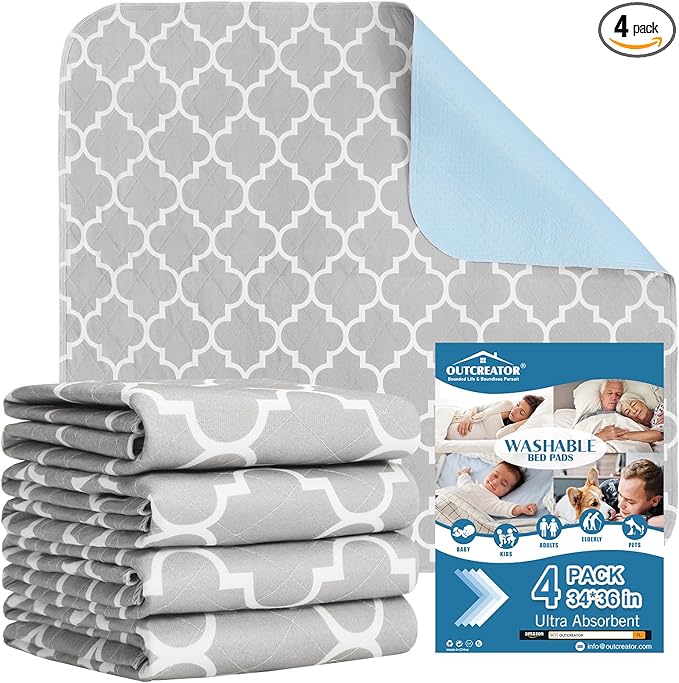 OUTCREATOR® Washable Bed Pads 34" x 36", Incontinence Mattress Protector by OUTCREATOR