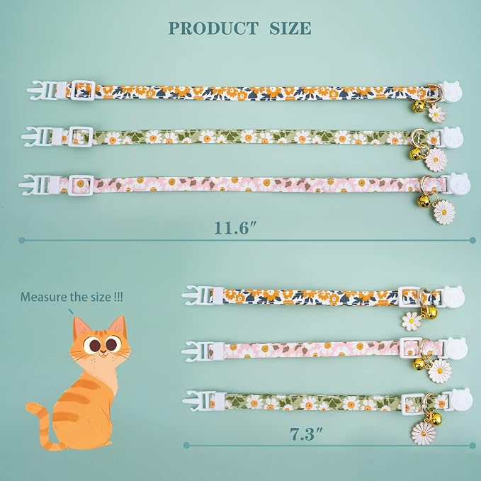 Faygarsle 3 Pack Cotton Safe Breakaway Cat Collars - Image 4
