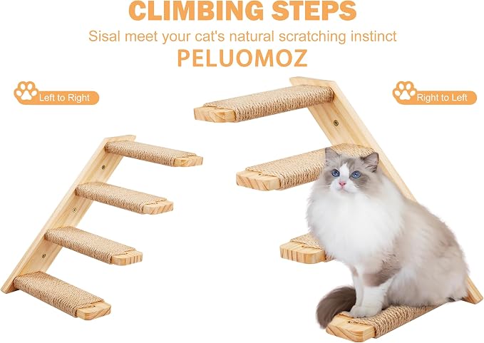 Cat Climbing Shelves Four Stair Shelf Wall Mounted Reversible Left & Right - Image 4