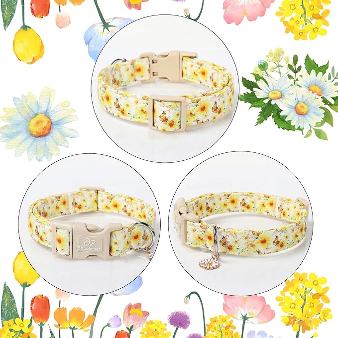 Sunflower Dog Collar, Adjustable Cute Dog Collars - Image 5