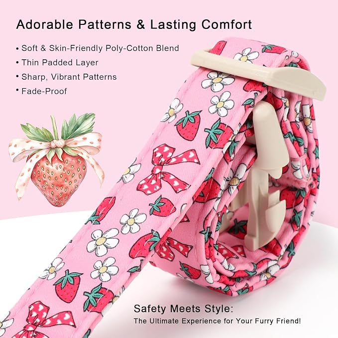 Strawberry Bow Dog Collar for Large Dogs - Image 4