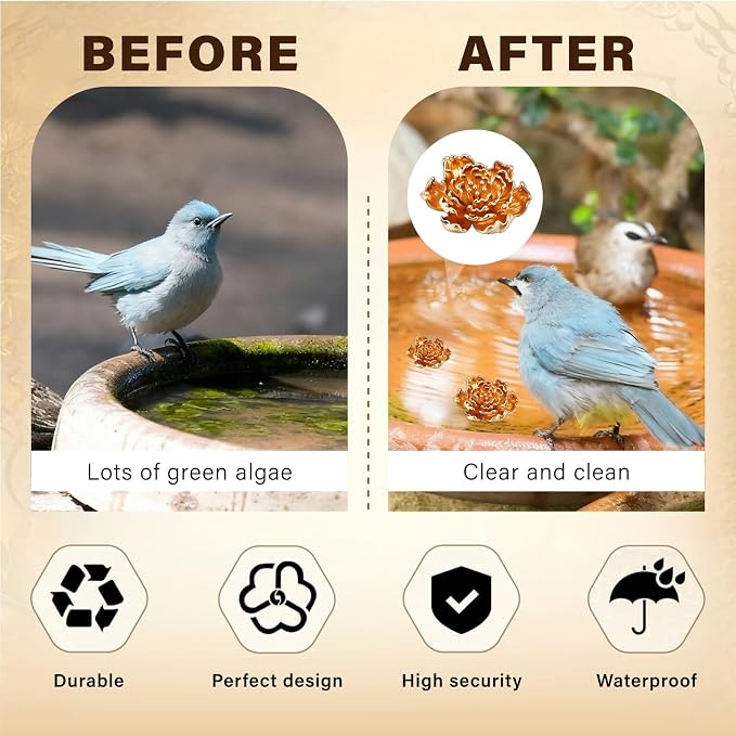 4 Pcs Peony Shape Bird Bath Copper Disk Accessories, Brass Bird Bath - Image 5