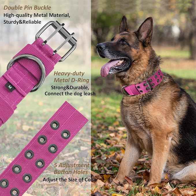 Tactical Dog Collar with Handle, Military Adjustable Heavy Duty Metal Buckle