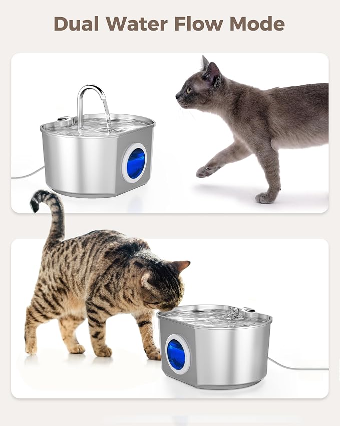 Cat Water Fountain Stainless Steel: 74oz/2.2L Cat Fountain - Image 6