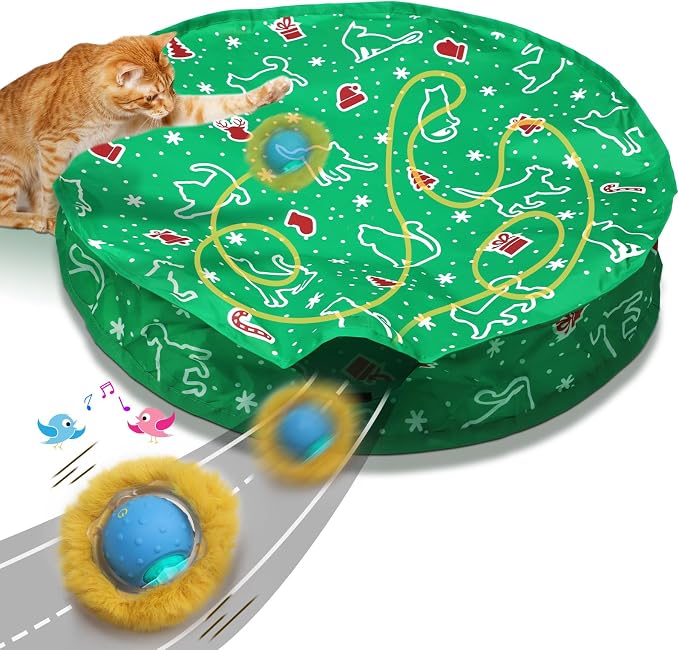 Interactive Cat Toys Ball Fast Rolling in Pocket, Motion Activate Chirping Cat by Giociv