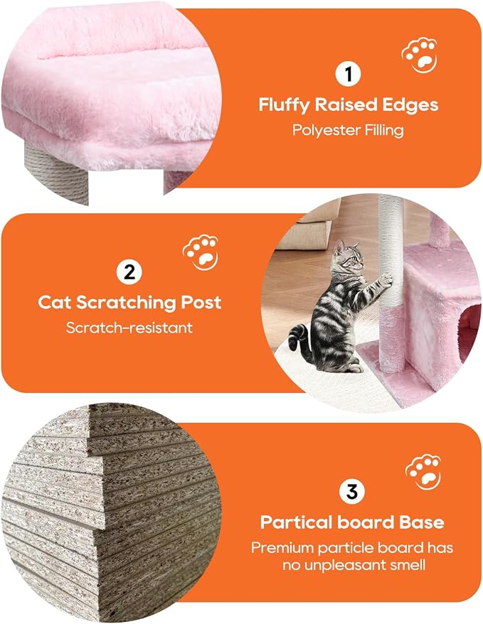 SYANDLVY Small Cat Tree for Indoor Cats Large Adult, Modern House - Image 5