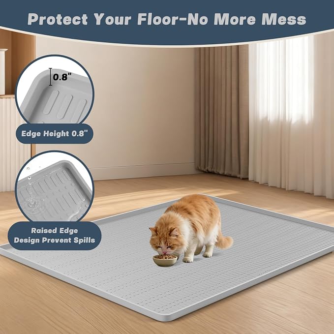 47" x 35" Silicone Cat Food Mat, Waterproof Pet Feeding Mat - Image 6