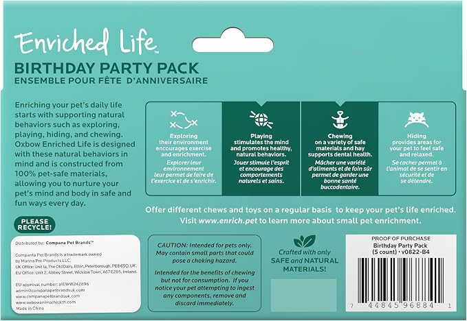 Oxbow Enriched Life Birthday Party Pack, Rabbit & Guinea Pig Toys, Enrichment - Image 3