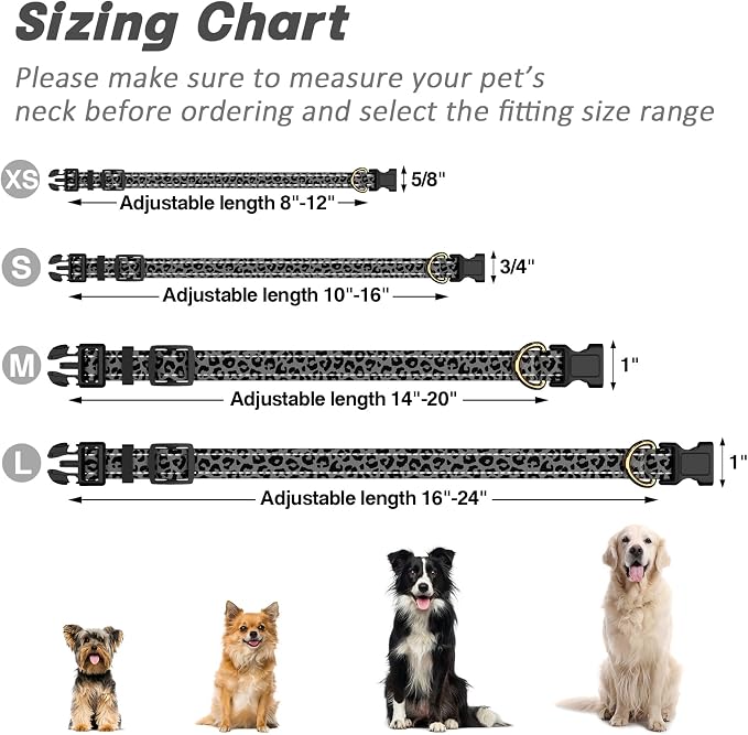 Reflective Dog Collar for Large Dogs, Cute Leopard Style Adjustable Heavy-Duty - Image 7
