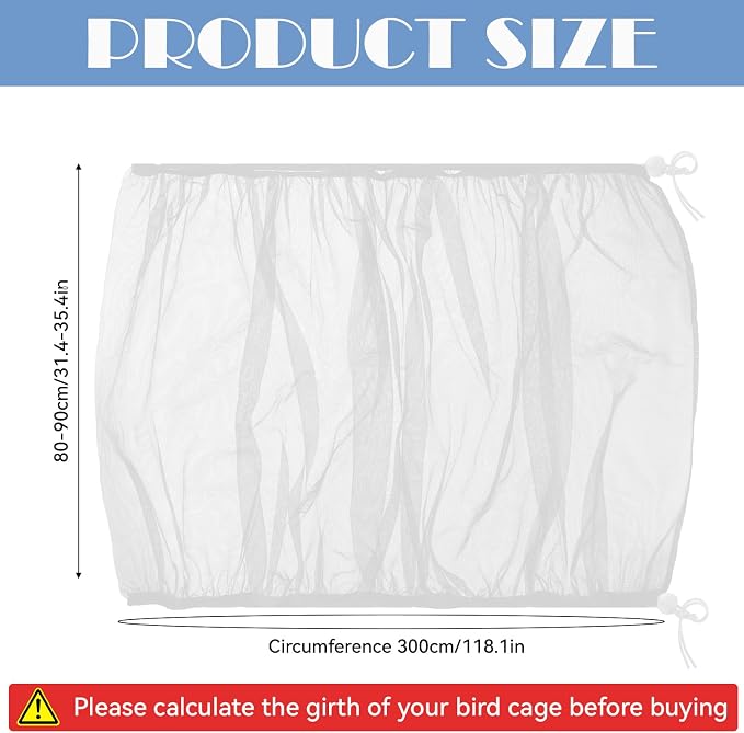 Large Bird Cage Seed Catcher, 31 x 118 inches Adjustable Large Bird Cage Cover - Image 2