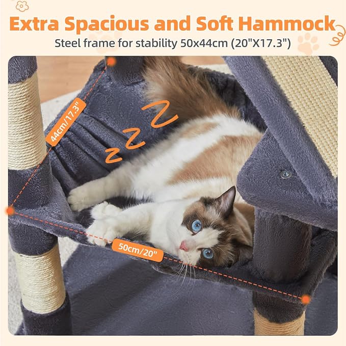 Taoqimiao Cat Tree 57.5-Inch, Cat Tower - Image 5