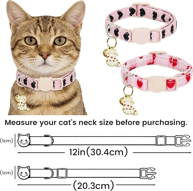 Elegant little tail 2 Pack Cat Collar- Valentines Cat Collars Breakaway - Image 6