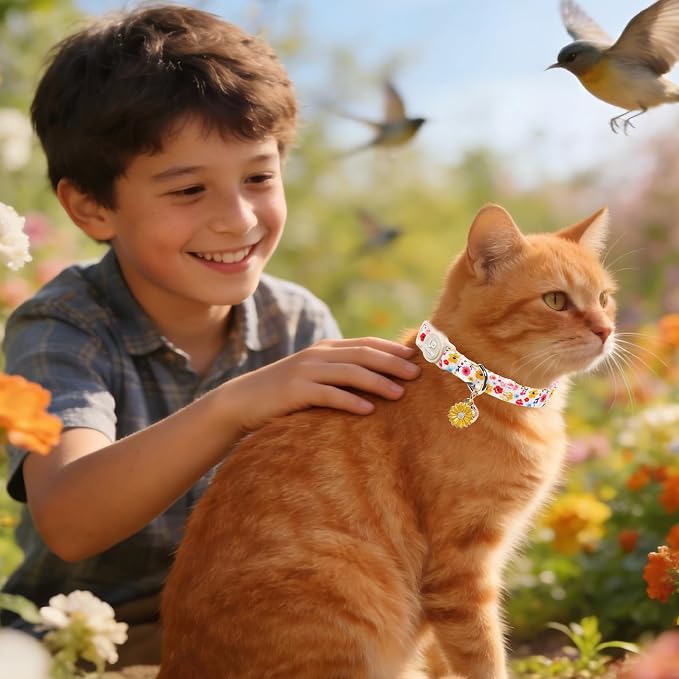 Cat Collar, Pretty Flower Kitten Collars - Image 5