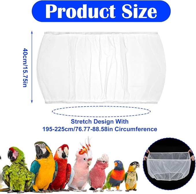 Grevosea Bird Cage Seed Catcher, Large Bird Cage Cover Stretchy Adjustable - Image 2