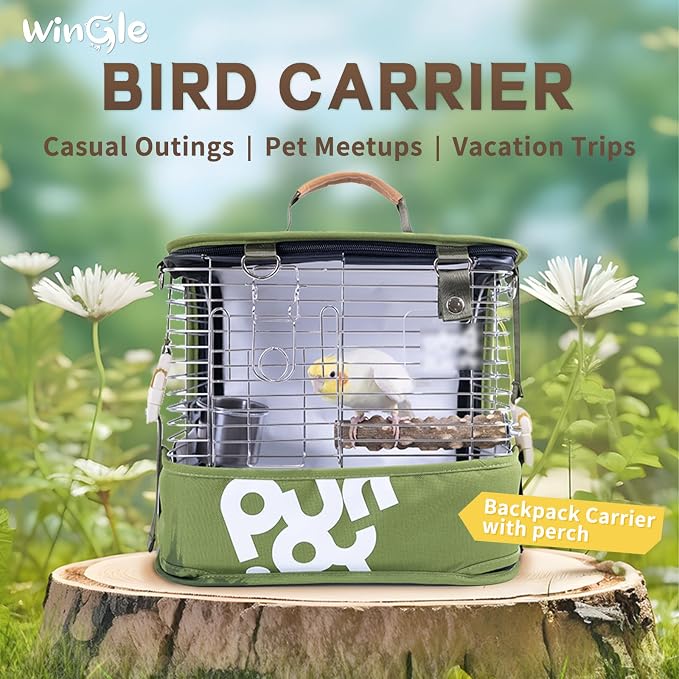 Bird Carrier Travel Cage and Cover 12in Small Bird Cage 4 in 1 Bird Backpack - Image 2