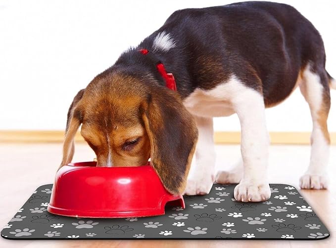 Dog Food Mat, Absorbent Water Bowl Mats Cat Pet Feeding Placemats Dark Gray 17 - Image 6
