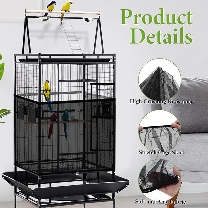 Bird Cage Seed Catcher, Bird Cage Net, Large Stretchy Form Fitting Mesh Skirt - Image 3
