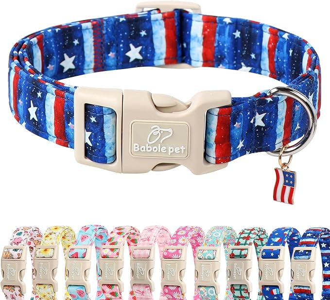 4th of July Dog Collar, Stars & Stripes Patriotic Dog Collars by Babolepet
