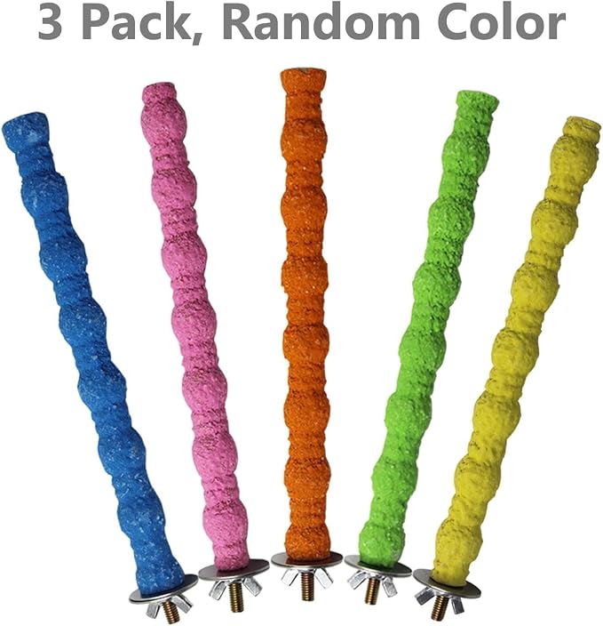 kathson 3PCS Bird Perch Parrot Stand Cage Accessories Natural Wooden Stick Paw - Image 2
