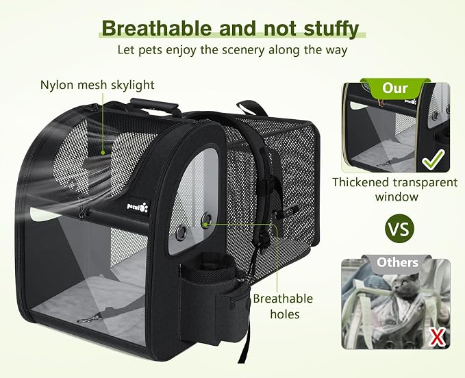 Pecute Pet Carrier Backpack, Large Cat Carrier Backpack, Expandable cat Backpack - Image 3
