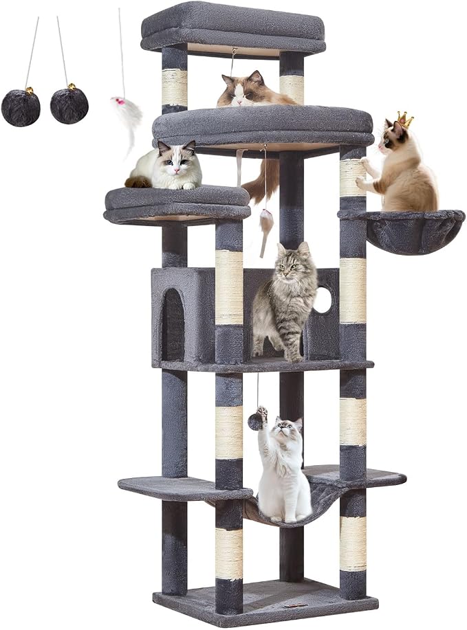 Taoqimiao 71 Inches Cat Tree for Large Cats 20lbs+, 3 Giant Perches, Widened - Image 9