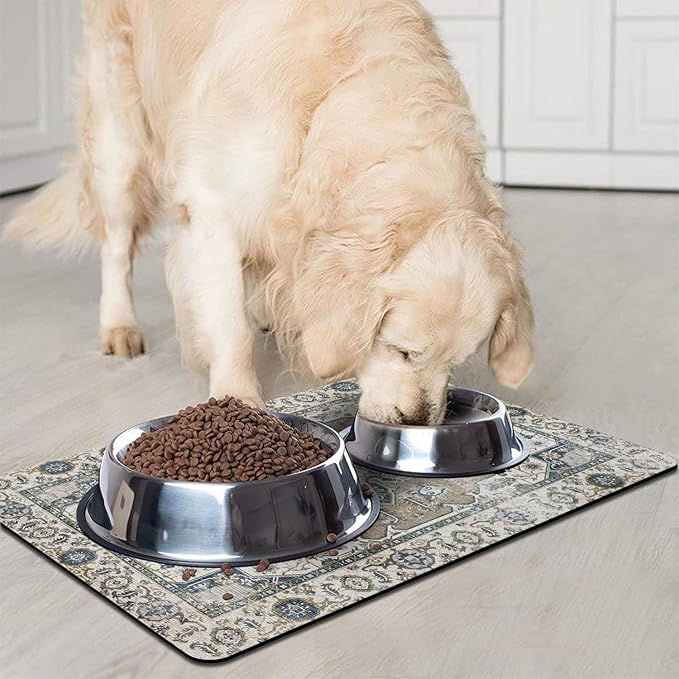 Dog Food Mats for Floors, Absorbent and Quick-Drying Pet Cat Food Mat, - Image 2