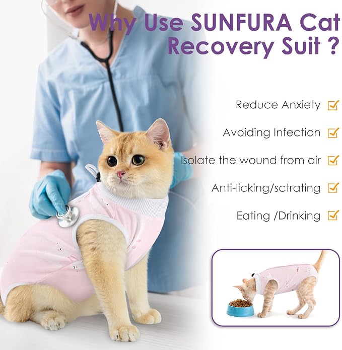 SUNFURA Cat Recovery Suit, Kitten Surgical Full Bodysuit - Image 6