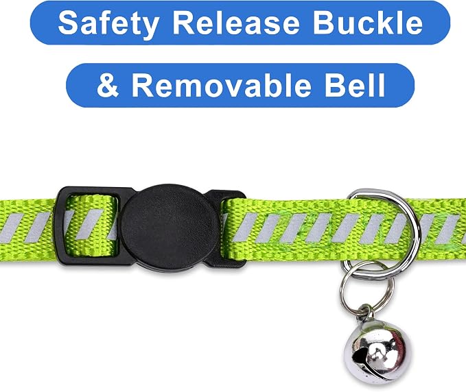 Pawtitas Personalized Green Reflective Cat Collar – Adjustable Custom Collar - Image 5