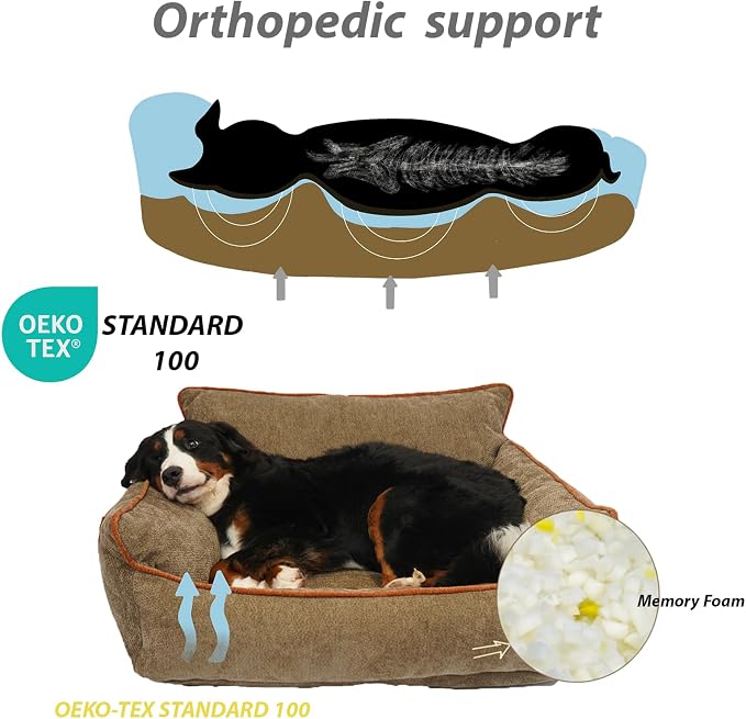 Orthopedic Dog Bed with Memory Foam, Washable Plush Pet Bed - Image 4