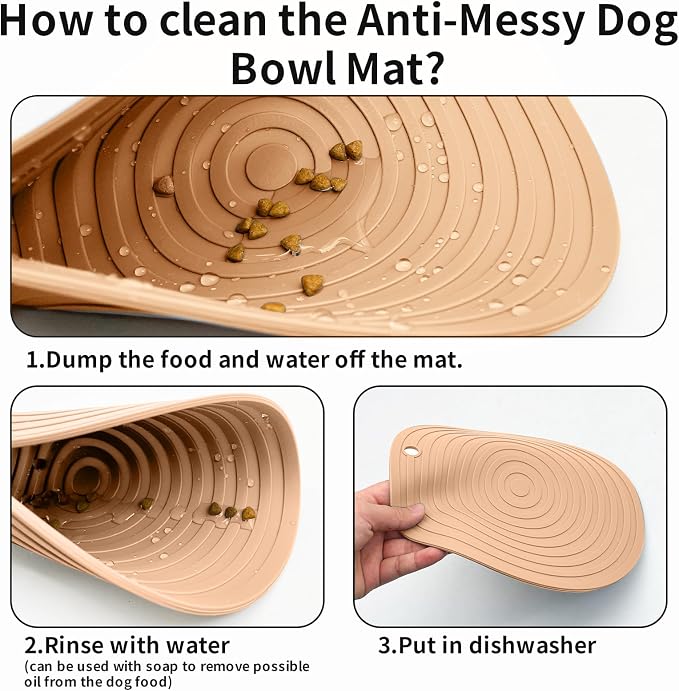 Fhiny 3PCS Silicone Pet Food Mat, 9.5" Round Waterproof Non-Slip Dog Cat Bowl - Image 6