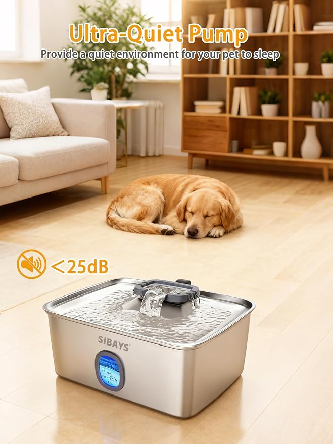 SIBAYS 4Gal/15L Large Dog Water Fountain, Stainless Steel Pet Fountain - Image 5