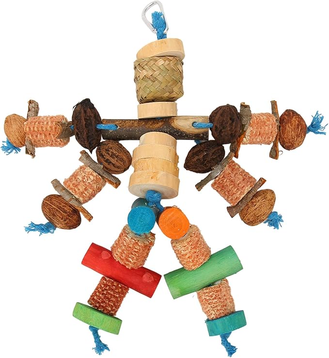 Parrot Chew Toy, Corn Cob and Nut, Non Edible Coloring, Beak Health, Foraging by Gavigain