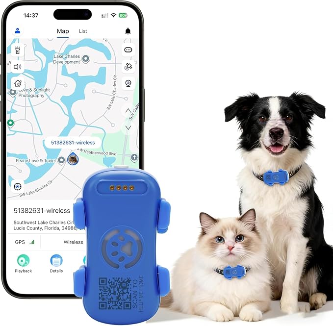 GPS Tracker for Dogs with Activity and Wellness Monitoring, Real-time Tracking by WanWayTech
