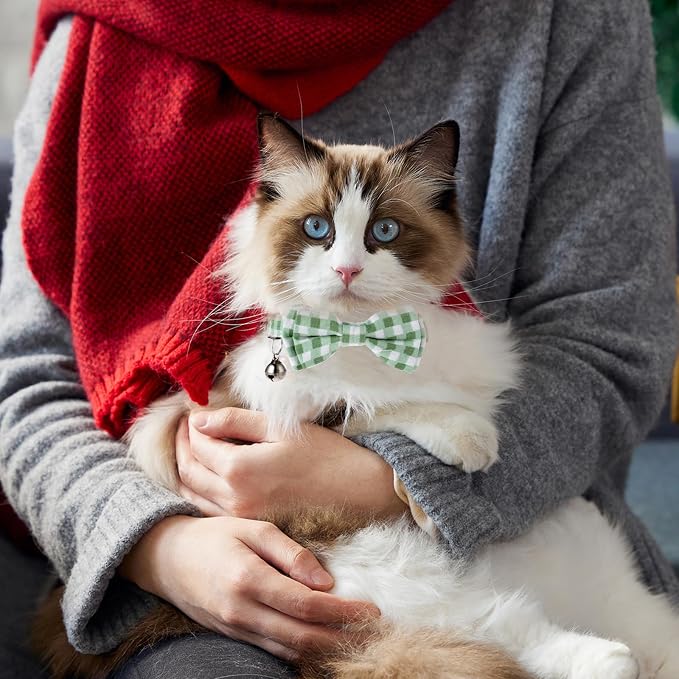 2 Pcs Bowtie Cat Collar with Bell Breakaway Cat Collars Cute Boy Kitten Collar - Image 5