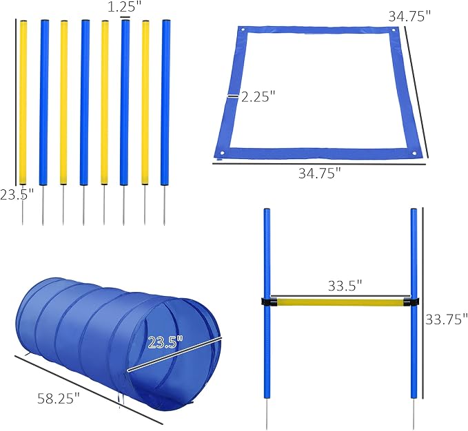 PawHut 4PC Obstacle Dog Agility Training Course Kit Backyard Competitive - Image 3