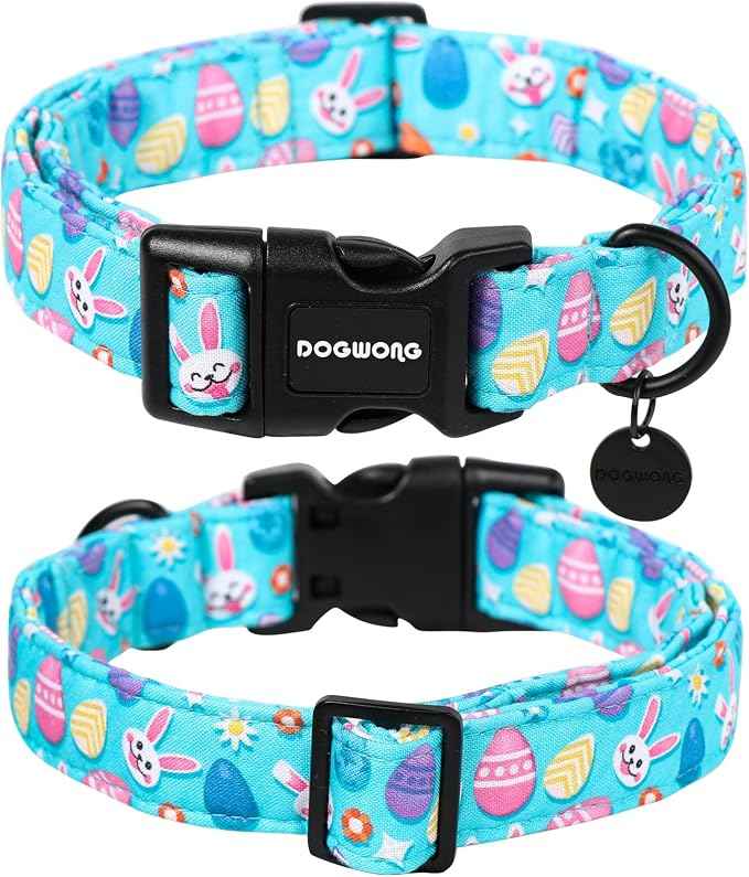 DOGWONG Easter Dog Collar, Colorful Egg Dog Collar Soft Durable Adjustable