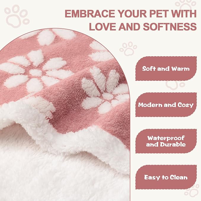 Waterproof Blanket for Dog Cat or Adult, Cute 3D Textured Flower Dog Blanket - Image 3
