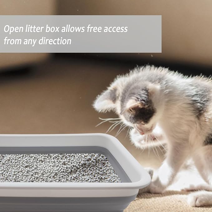 Collapsible Small Cat Litter Box, 14.6 x 10.6 x 4.8 inch Open Waterproof Low - Image 6