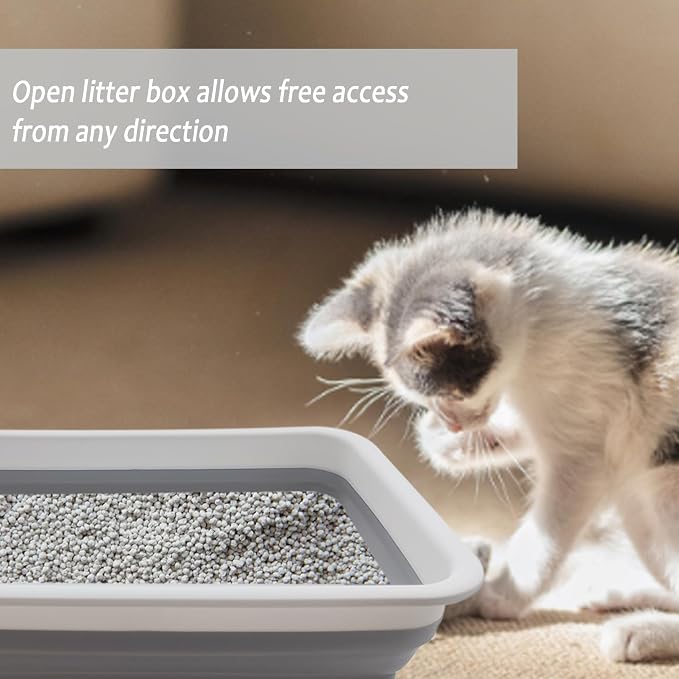 2 Pack Collapsible Small Cat Litter Box, Open Kitten Litter Potty Pan Low Entry - Image 3