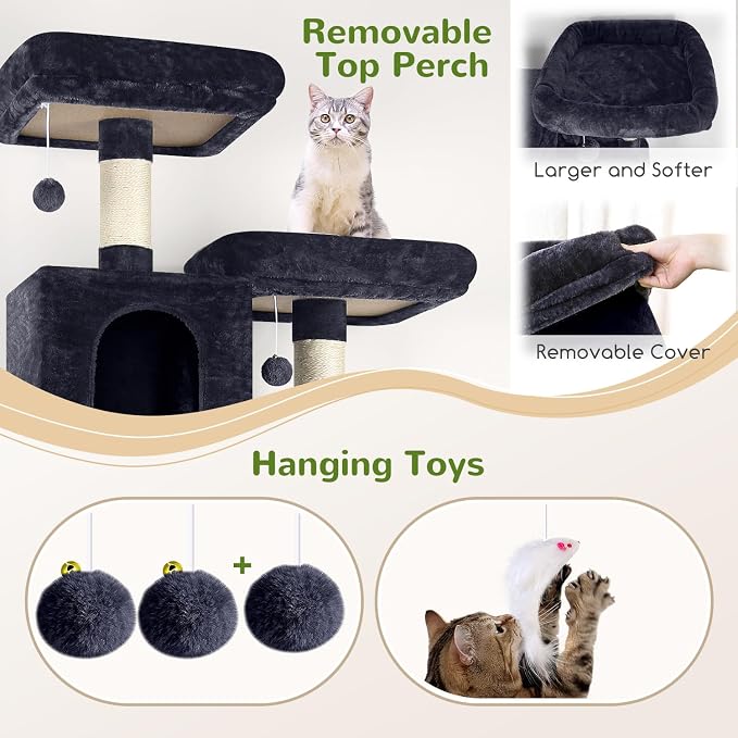 Globlazer Cat Tree Tower, 76-Inch Extra Tall Multi-Level Cat Furniture - Image 4