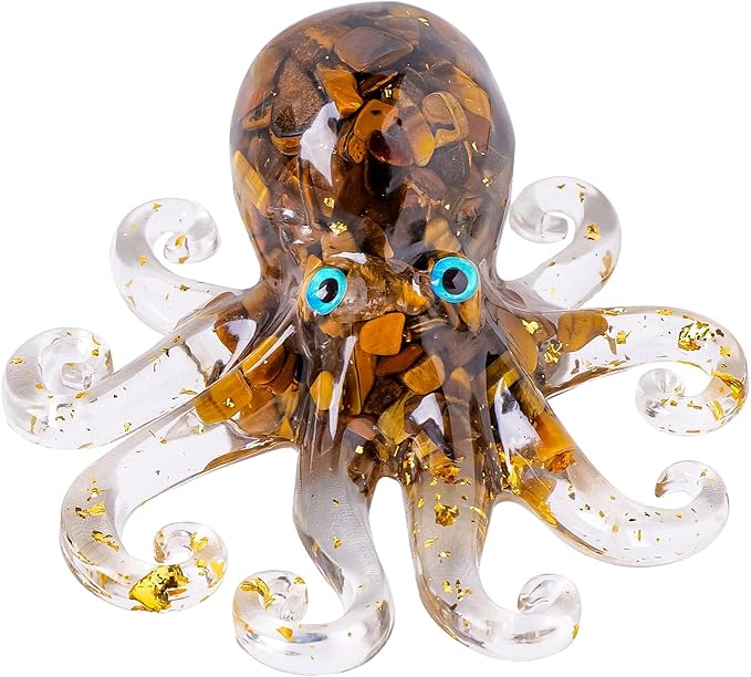Natural Crystal Tiger's Eye Gravel Octopus Resin Marine Animals Fish Tank by RJINGSHICRYSTAL