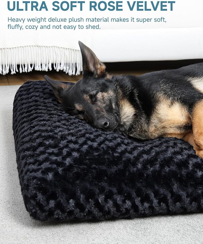 KSIIA Washable Dog Bed Anti-Slip Dog Crate Beds Deluxe Plush Kennel Pad Comfy - Image 2