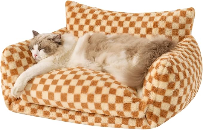 Hollypet Cat Bed Fluffy Plush Mutifuctional Double-Layer Soft Pet Couch by Hollypet