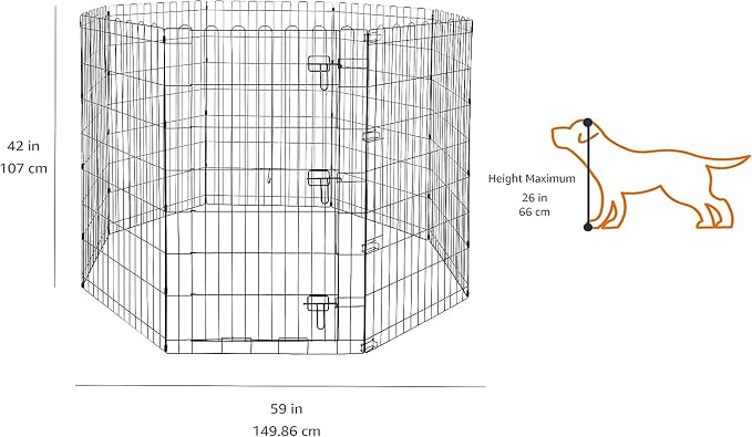 Amazon Basics Foldable Octagonal Metal Exercise Dog Playpen, Indoor/Outdoor - Image 2