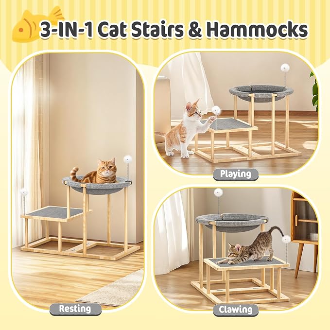 Pawaboo Elevated Cat Hammock Bed, 2-Tier Cats Bed - Image 3