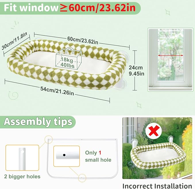 Sunhoo Cat Window Perch Bed Foldable Kitty Windowsill Hammock Shelf Seat Large - Image 4