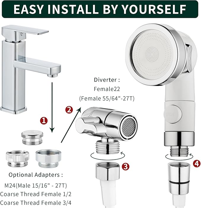 ZCONIEY Sink Faucet Sprayer Attachment, Shower Head Attaches To Tub Faucet - Image 6