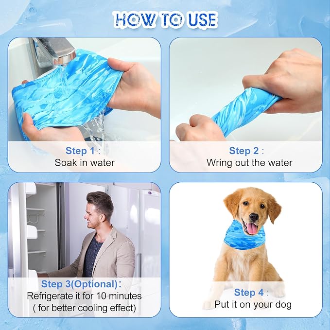 Talltalk 5 Pieces Dog Cooling Bandanas Neck Wraps Ice Scarf Pet Dog Cooling - Image 7